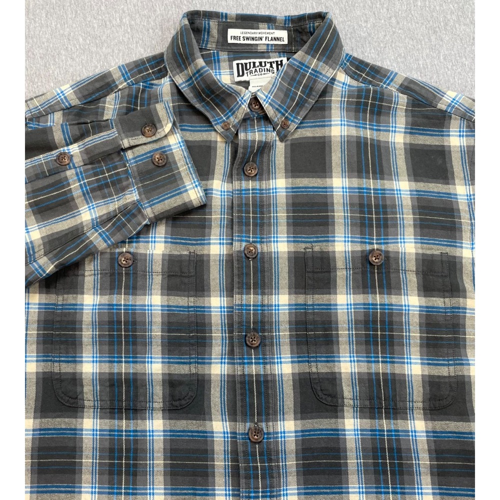 Duluth Shirt Mens Large Tall Plaid 100% Cotton Button Down Relaxed Fit Flannel